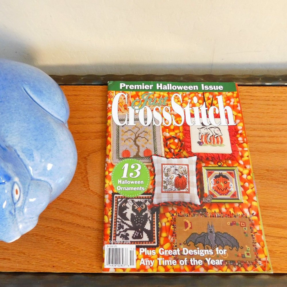 OOP Just Cross Stitch magazine 2008 Premier Halloween collectible ornament issue